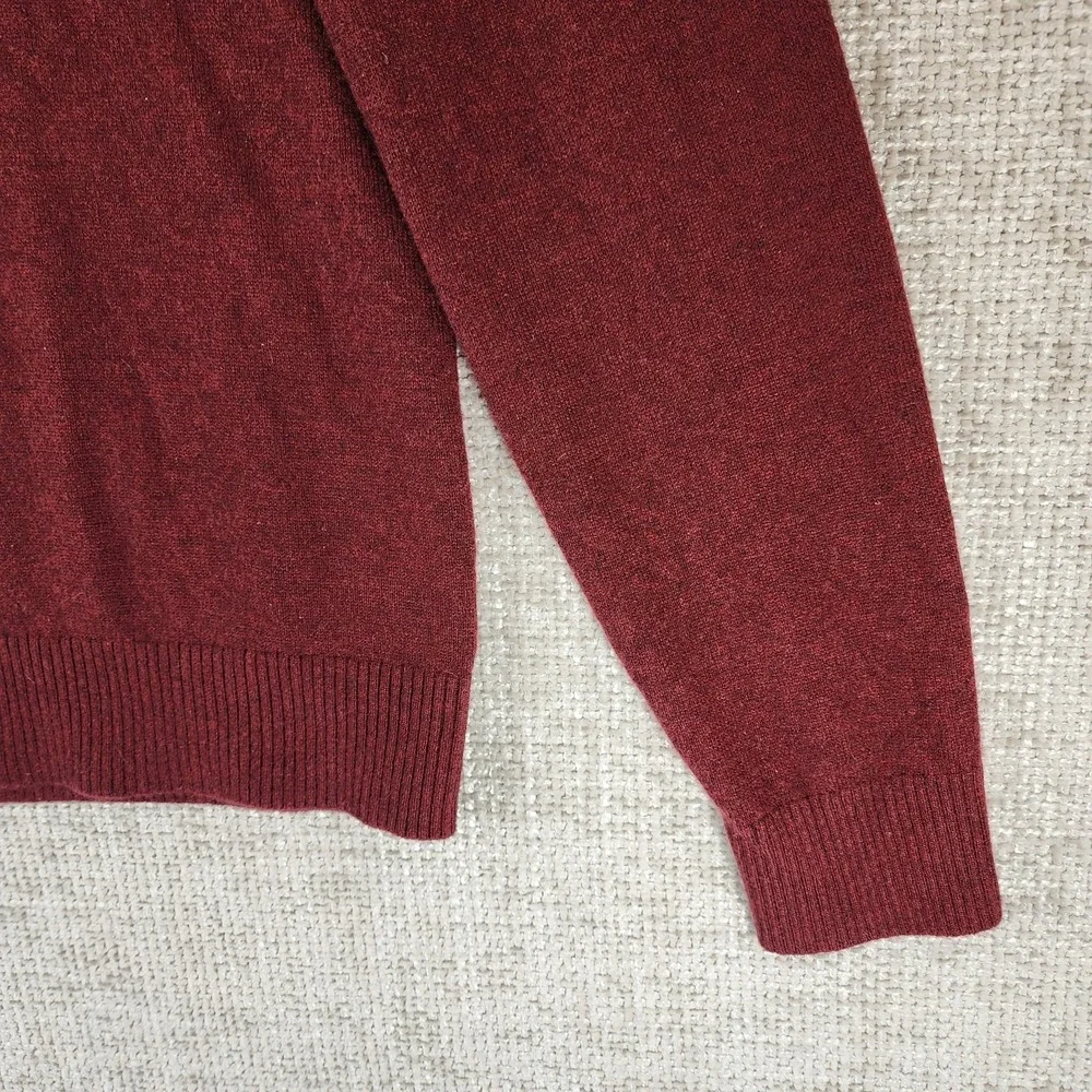 Lands End 100% Cashmere 1/4 Zip Sweater Mens M 38-40 Red Long Sleeve Pullover